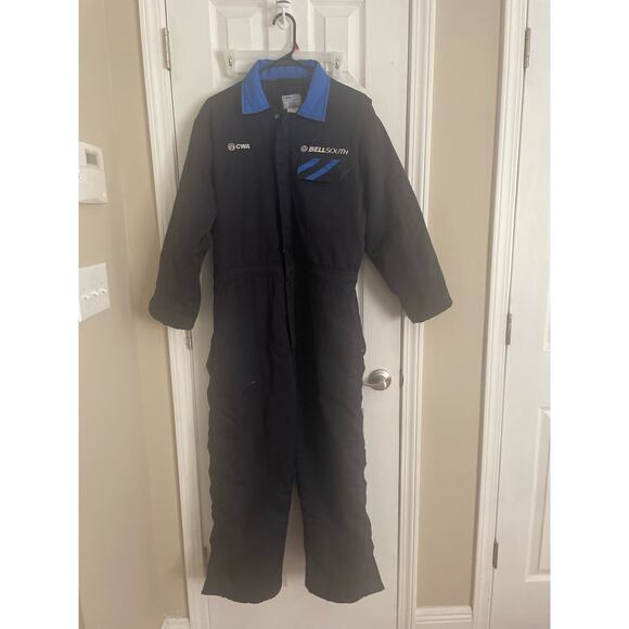 R&R Uniform Bell South Professional Quilted Snap Zip Front Work Jumpsuit, B93 - Picture 1 of 5